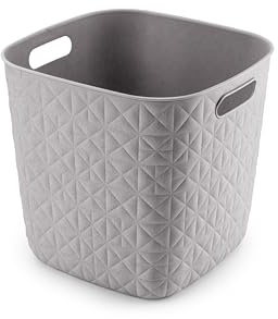 CURVER Aufbewahrungskorb Softex 15 l – elegantes Design – leicht, stapelbar und praktisch – 100% recycelt – 27 x 27 x 26 cm – Taupe