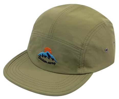 CLAPE Flat Brim Snapback Cap 5 Panel Camp Cap Wasserdicht Outdoor Cap Herren UV-Schutz Sommer Baseballkappe Verstellbar Dad Cap