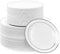 MATANA 240 Premium White Plastic Plates with Silver Rim - 120 x 26cm, 120 x 19cm - Elegant, Unbreakable & Reusable Party Plates for Weddings, Birthdays, Picnic, Parties