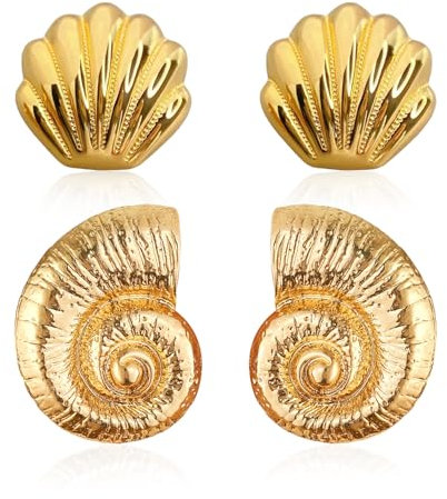 2 Paar Muschelohrringe, Goldene Muschelohrringe, Meereslebewesen-Schmuck, Personalisierte Ohrringe Im Urlaubsstil, Sommer-Strand-Ohrringe