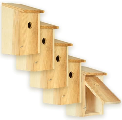 ITA Nistkasten 22x12x14 cm 5er Set - Vogelnistkasten für Draußen - Nisthilfe für Vögel - Wetterfest, zum Aufhängen, FSC Holz - Vogelhaus für Wildvögel wie Meisen & Rotkehlchen