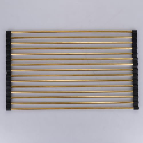 Villa d'Este Home Tivoli Abtropfgestell für Spüle, aufrollbar, 47 x 28 cm, Gold