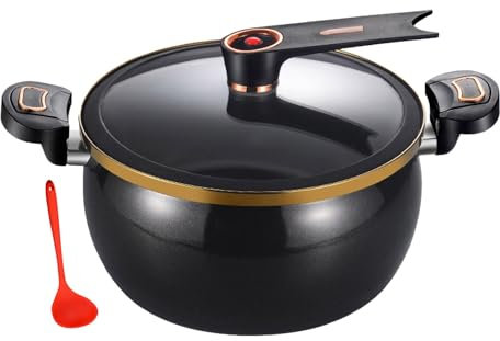 Utensil Set Micro Pressure Cooker Fast Cooking Cookware, Mini Pressure Cooker, Large Capacity Mcrib Stone, Multifunctional Non-Stick 28cm Diameter, For, Induction, Stoves(A: Black) (Black, 28X15cm)