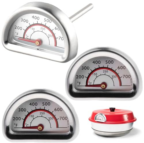 Omnia Lot de 3 thermomètres pour four Omnia, 0-350 °C, en acier inoxydable, thermomètre de barbecue, thermomètre de barbecue, thermomètre de cuisine, thermomètre de four pour barbecue, four à bois