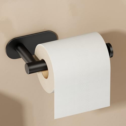 VOLDRA Porte Papier Toilette sans Percage, Derouleur Papier Toilette Murale Porte Rouleau WC Papier Toilette Porte Sopalin Mural Toilet Paper Holder(Noir Mat)