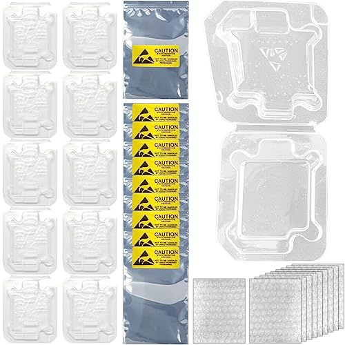 HAAMNING7 CPU Case Tray for Intel, Clamshell Plastic Protective Box Holder for Intel 775/1155/1151/1150/1156, Thicken Plastic Shell, with 10pcs Antistatic Bag + Label + Bubble Wrap, 10 Pcs