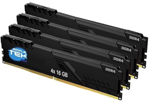 SIMPLETEK - Kit Quad Channel 64 GB (4x16 GB) RAM DDR4 3000 MHz CL15 - Moduli RGB Gaming ad Alte Prestazioni per PC Desktop (Ricondizionato)