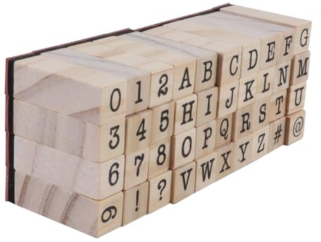 Ubric 80 Stück Holzstempel für Buchstaben Set, Holzbriefstempel, für DIY Grußkarten, Scrapbooking, Kunsthandwerk