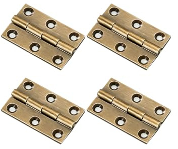 4 Pack Antique Brass Hinges, 1.5 Inch Vintage Corner Heavy Duty Furniture Hinge for Cabinet Doors, Wooden Boxes