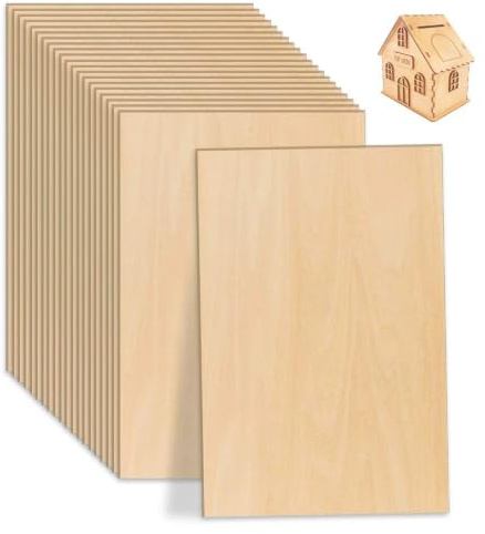 SZMK 24 PCS Pannelli in Legno Compensato 100 X 150 X 1.5 MM,Pannelli Legno Fai Da Te,Pannello di Balsa per Pirografia,Pannello per Taglio Laser DIY,Foglio di Balsa per Modellismo per Artigianale