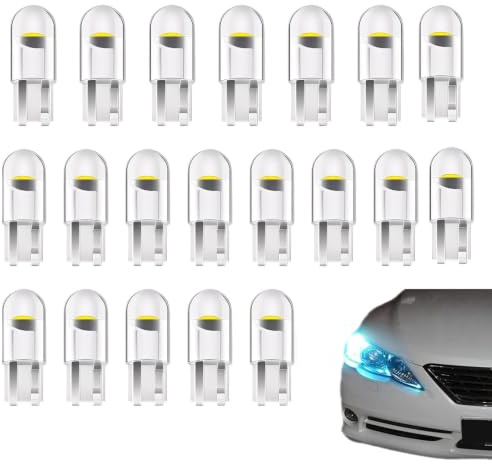 Hxjfnb 20 Stück Innenraumbeleuchtung Birne,Innenrau501 Weiß Boot Glühbirne,W5wLed,StandlichtLed,Led Standlicht,Standlicht Leselicht Türlicht Kofferraumbeleuchtung,Türbeleuchtung
