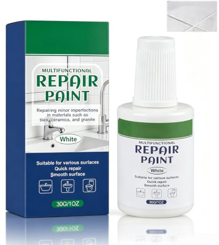 Barniz para Azulejos y Esmalte 30g – Pintura de Retoque para Reparaciones en Baño y Cocina – Ideal para Bañeras, Lavabos, Duchas y Cerámica – Acabado Brillante Blanco