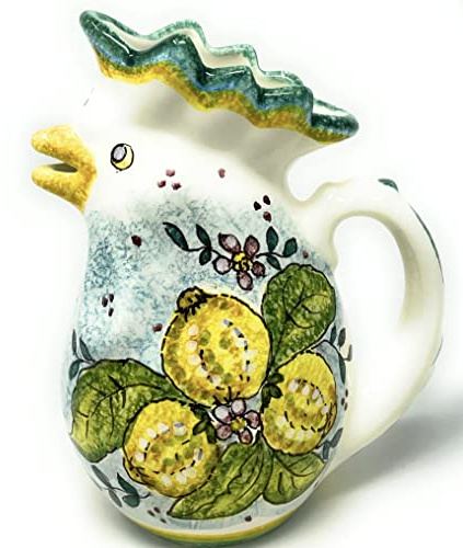 CERAMICHE D'ARTE PARRINI- künstlerische italienische Keramik, Krug Wein, Zitronen Dekoration, handgemalt, hergestellt in Italien Toscana