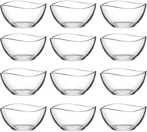 Snackschale Set Knabberschale Schüssel Glasschalen Schüssel Schale für Eis Dessert Dip Salat Beilage VIRA (12xSchalen)