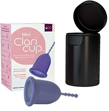 CLARIPHARM Coupe Menstruelle Claricup Silicone Médical Antimicrobien Fournie avec sa Boîte de Transport/de Désinfection, Taille 0