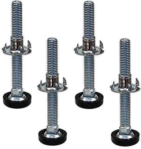 Gedotec Regulierschraube M8 x 45 mm Möbelschraube Stellfuß mit Einschlagmutter | Tragkraft 300 kg | Made IN Germany | Sockelfüße Stahl verzinkt | 4 Stück - Verstellschrauben mit Einschlaggewinde Holz