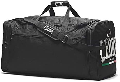 Leone 1947 Sporttasche Training Bag Schwarz - Große Sporttasche Trainingstasche Gym Tasche für Kampfsport Fitness Boxen Muay Thai Fitness Multifunktionsfächer