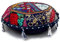 DK Homewares Indisch Baumwolle Sitzkissen Boden bodenkissenbezug 45x45 Bohemian Dunkelblau Patchwork Gestickt Wohnkultur Rund Vintage Bodenkissen Rund - 18x18 Inch