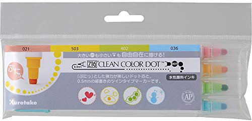 Kuretake KUTC-6100-4V Zig 4 Clean Colour Dot Stifte-Set, multi, S, 4 stück