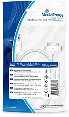 MediaRange Cble de Charge et de données USB 2.0 vers Apple Dock 30 Broches Blanc 1 m