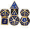 Yourandoll 7 STÜCKE Zinklegierung Metall Würfel Polyeder Würfel D20 D12 D10 D8 D6 D4 für Dungeons und Dragons DND RPG MTG Würfel Tischspiele 16mm (Blau Gold 1)