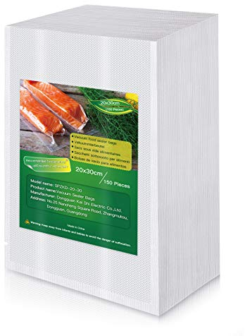 Vacuum Food Sealer Bags 20X30cm/150 Bags Textured Food Vacuum Sealer Bag Thick Embossed Bags Upgrade Design Pre-Cut Bag BPA Free for Food Storage Sous Vide Cooking