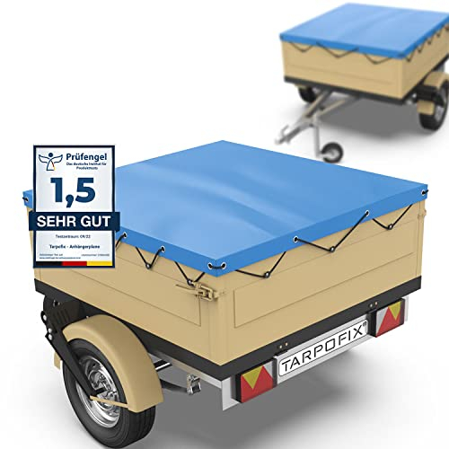 Tarpofix® Lona para remolque plana 130x105x7,5cm incl cuerda de lona - Lona remolque con bordes reforzados de PVC - Cubierta ideal para varios modelos de remolques de automóviles de 350kg 500kg FP DDR
