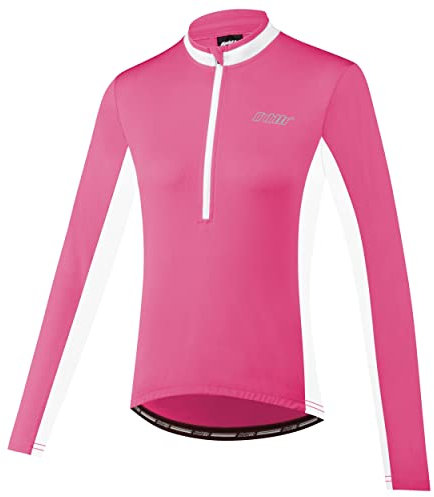 bpbtti Women's Cycling Bike Jersey Long Sleeve Sun Screen UPF Shirt,Breathable, Quick Dry MTB Biking Shirts Bicycle Top Clothes (Pink/White, Large)