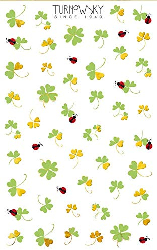 bsb Sticker - Aufkleber Turnowsky - kleine Kleeblätter mit Marienkäfern - selbstklebend - Bogen in 7,8 x 12,5 cm - zum Verzieren und Dekorieren