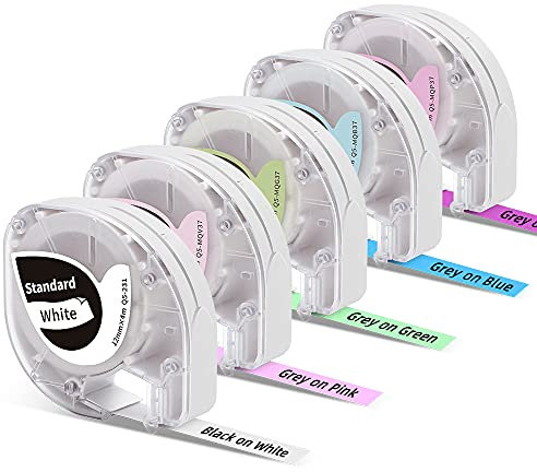 P12 Label Tape (Grey on ColorGoknu P12 Etikettenband 12mm X 4m Schwarz Auf Weiß Etiketten Kompatibel mit P12/P12Pro/LT12 Etikettiergerät Selbstklebend