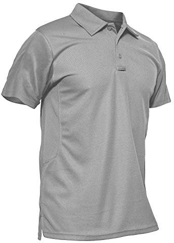 KEFITEVD Kurzarm Golf Sweatshirt Herren Wandershirt Outdoor Sport Tshirts Leicht Männer Militär Kleidung Bundeswehr T Shirts Joggingshirt Sportshirt Sommer Hellgrau L