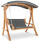 blumfeldt Tahiti Hollywoodschaukel aus Lärche-Massivholz lasiert, Garden Edition, stabile Konstruktion, Sonnendach, bis zu 240 kg belastbar, 110 x 90 cm große Sitzfläche, Taupe