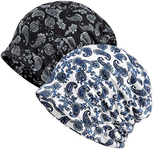 XYIYI Damen Mütze Chemo Hut Slouchy Kopfbedeckungen Kopf Wraps Krebshüte (2 Stück Cashew Blumen-I)