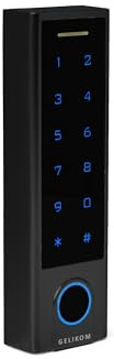 Gelikom Smart Home Codeschloss mit Fingerprint, Fingerabdruck in Schwarz | 1 Relais | Codeschloss + Netzteil | verwaltbar mit APP | wasserdicht und stromsparend