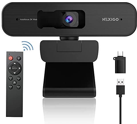 NexiGo N940P 2K Zoomable Webcam with Remote and Software Controls, Sony Sensor, 1080P@60FPS, 3X Zoom in, Dual Stereo Microphone for Zoom/Skype/Teams/Webex (Black) (Renewed)