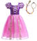 Lito Angels Prinzessin Rapunzel Kostüm Kleid Verkleidung mit Flechten Perücke Haarreifen für Kinder Mädchen Größe 6 Jahre 116, Lila