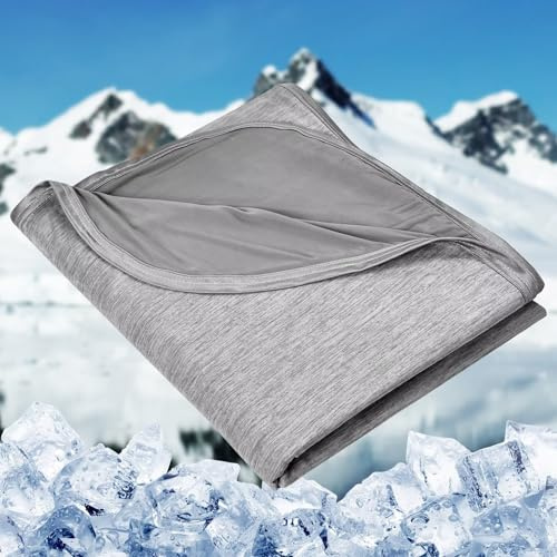 HOMFINE Cooling Blanket for Hot Sleepers - Summer Blanket Thin Lightweight Breathable Soft Double Side Enhanced Cooling for Bed Couch Sofa, Keep Cool for Night Sweats (Grey, 60 x 80 inches)