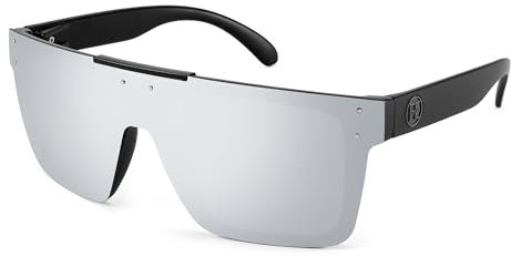 FEISEDY Lunettes de Soleil à Monture Plate Polarisées Hommes Femmes Sans Bord Bouclier Lunettes de Soleil Angulaires Grande avec Protection UV400 B2990