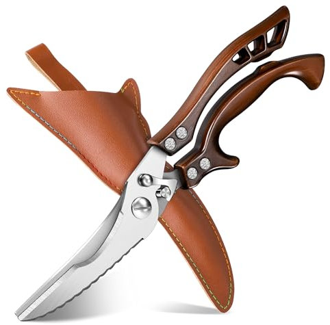 TIVOLI Geflügelschere Küchenschere Profi Haushaltsschere Metallgriff, Schere Küche Scharfe Edelstahl Knochenschere mit Sicherheitsschloss Federmechanismus