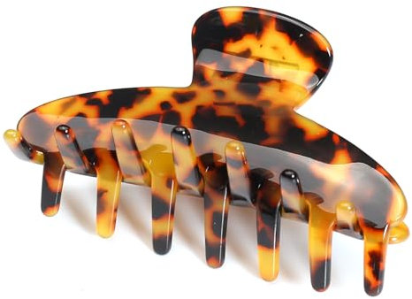 QinGoo Schildkröte Mittelgroß Acetat Haarklammer Klauen Haarspange Haarschmuck Elegant Haar-Accessoire für Medium Dick Mittel Haar 1 stück(8.5 * 4.5cm, Dark Tortoise)