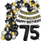 Luftballons Girlande 75 Geburtstag Deko Mann Schwarz silber gold Ballon Girlande 75. Geburtstag Mann 75 Jahre Geburtstagdeko ballon Deko 75. Geburtstag Männer Luftballons 75 Birthday Dekoration