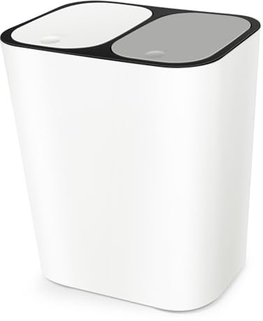 CIYODO Poubelle à Double Compartiment Pour Cuisine Et Bureau Poubelle à Poussière Blanche