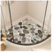 SciAza Tapis de Douche d'angle antidérapant Anti-moisissure Tapis de Bain luffa Tapis de Cabine de Douche pour Baignoire, Motifs géométriques Tapis de Bain lavables (C,21in(54cm))