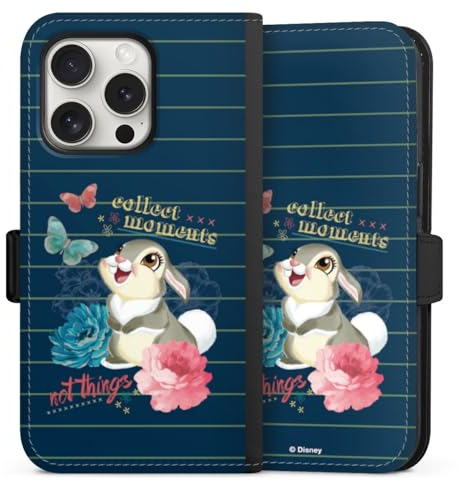 DeinDesign Klapphülle kompatibel mit Apple iPhone 15 Pro Handyhülle aus Kunst Leder schwarz Flip Case Klopfer Disney Bambi