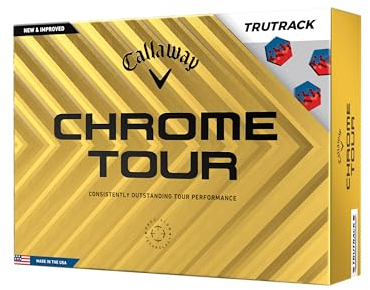 Callaway Golf Chrome Tour Premium Golfball 2024, Blau/Rot