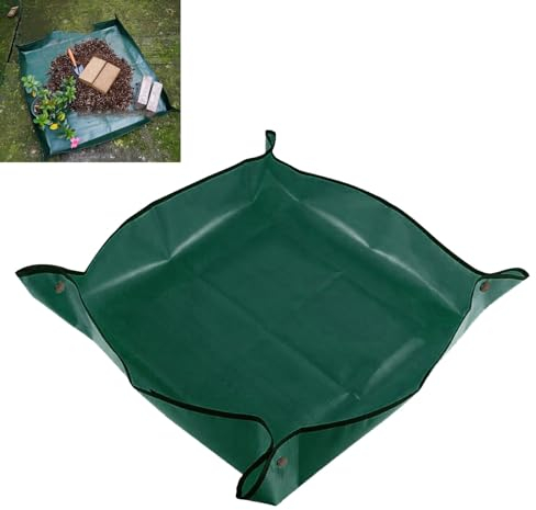 GNAUMORE wasserdichte Pflanzen Gartenmatte,Gartenmatte Wasserdicht,Faltbar Pflanzmatte,Gartenarbeitsmatte,Pflanzunterlage,Pflanzen Umtopfmatte,Gartenarbeitsunterlage Faltbare,(100x 100cm,Grün)