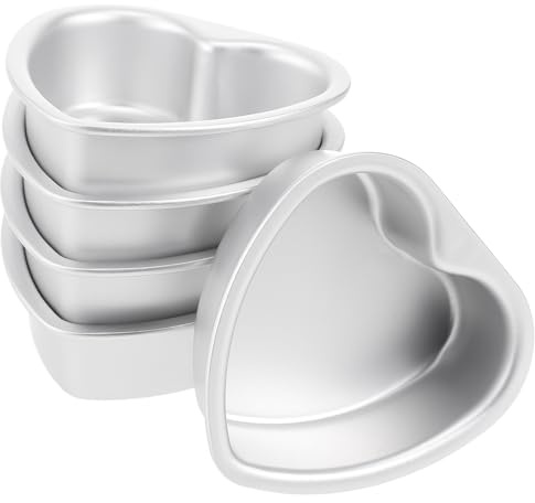 Kichvoe 5 StüCk Aluminium Herzform Kuchenform Mit Antihaftbeschichtung Muffinform Herz FüR Kreatives Backen Mini Backform 4.21X4.06X1.34 Zoll Ideal FüR Zuhause Und Festliche AnläSse