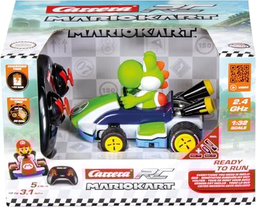 Carrera - 370320002 RC I 2,4GHz Mario Kart Race Kart 1:32 I Yoshi RC-Fahrzeug I Offiziell lizenziert I Authentisches Design I Für Nintendo-Fans I Ferngesteuertes Auto