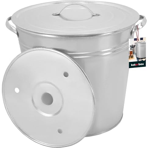 KOTARBAU® Olla grande con tapa y estante intermedio, 32 l, acero galvanizado, olla grande, 32 litros, olla para gulasch