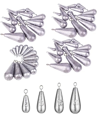 50 StückAngeln Drop, Grundblei Angeln Birnenblei Angeln, Angelblei Grundblei Blei Angeln Set Blei Gewichte Angeln Karpfenblei Angel Zubehör, Tropfenform Angelblei Grundblei,Blei Angel 5g/10g/15g/20g